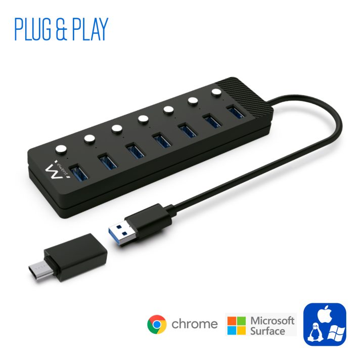 Ewent EW1147 USB 3.2 Gen 1 (3.1 Gen 1) Type-A Interface Hub 5000…