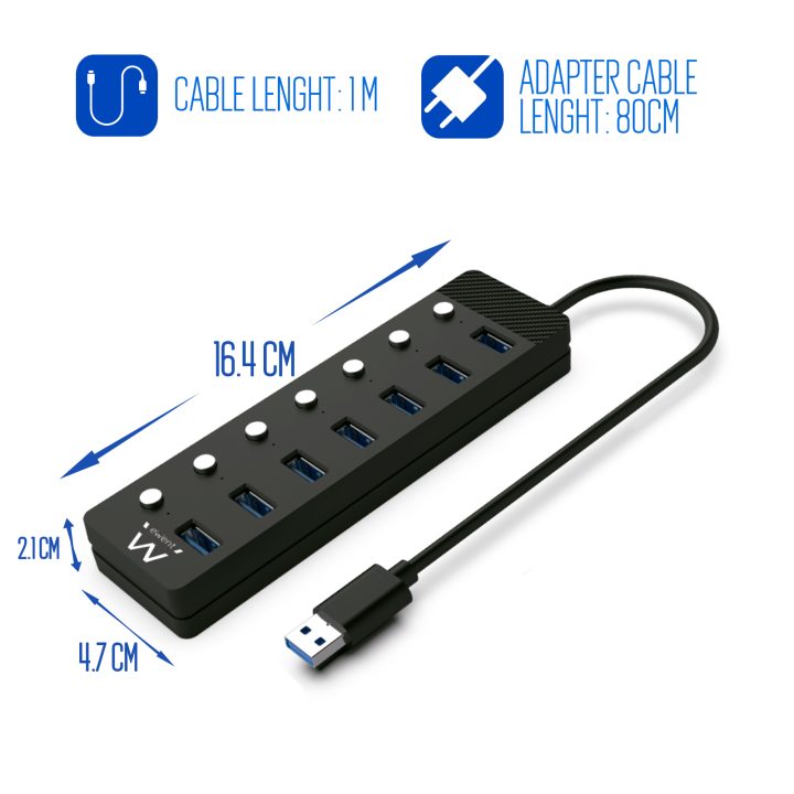 Ewent EW1147 hub de interface USB 3.2 Gen 1 (3.1 Gen 1) Type-A 5000…