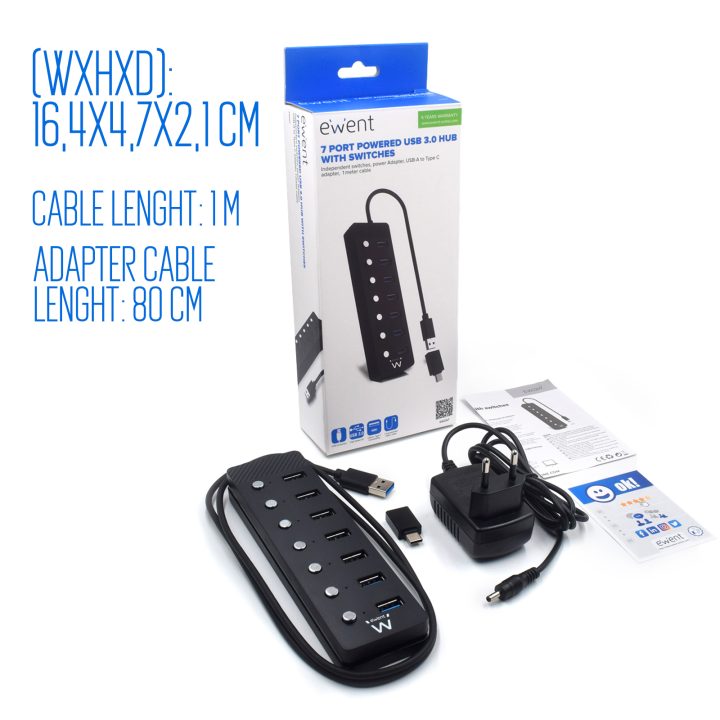 Ewent EW1147 USB 3.2 Gen 1 (3.1 Gen 1) Type-A Interface Hub 5000…