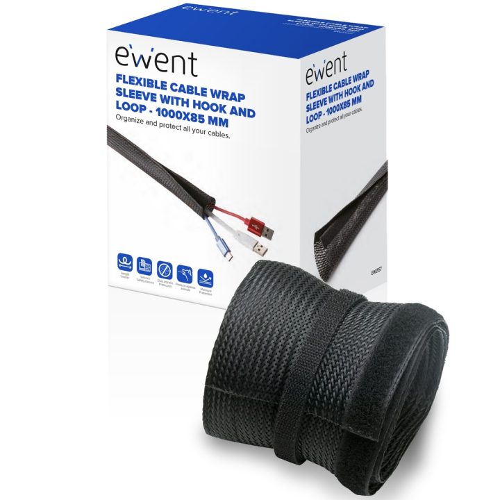Ewent EW1557 Universal Cable Organizer Cable Sleeve Black 1 piece(s)