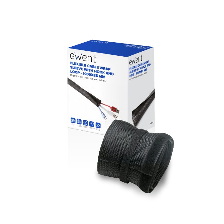 Ewent EW1557 Universal Cable Organizer Cable Sleeve Black 1 piece(s)