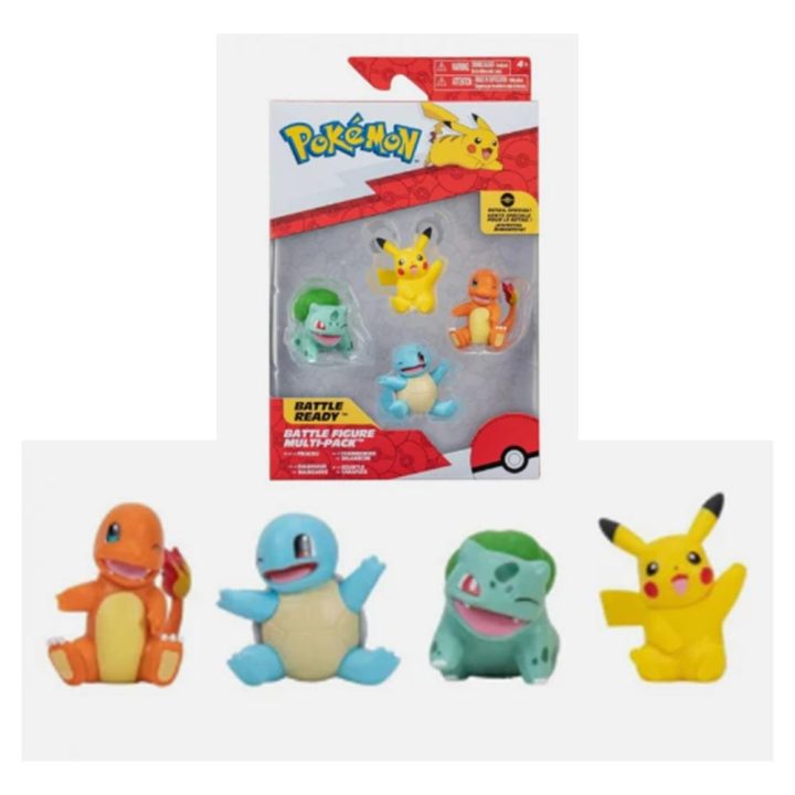 Jazwares Pack of 4 Kanto Starter Pokémon Figures (63222977)