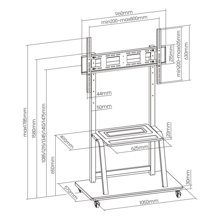 Ewent EW1544 suporte para ecrã de sinalização 2,54 m (100") Preto