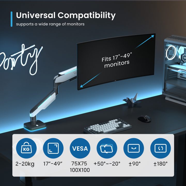 Ewent EW1509 49" Desktop Monitor Stand Black, White