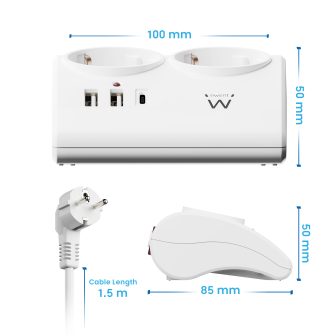 Ewent EW3870 base múltiple 1,5 m 3 saídas AC Interior Branco
