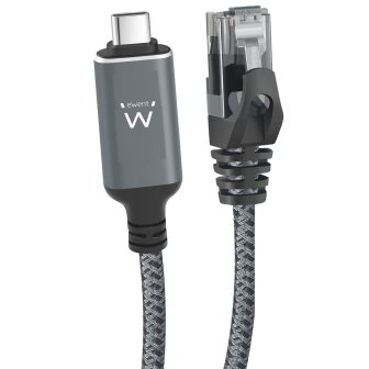 Ewent EC2000 Network Cable Black, Gray 1 m Cat6 Round
