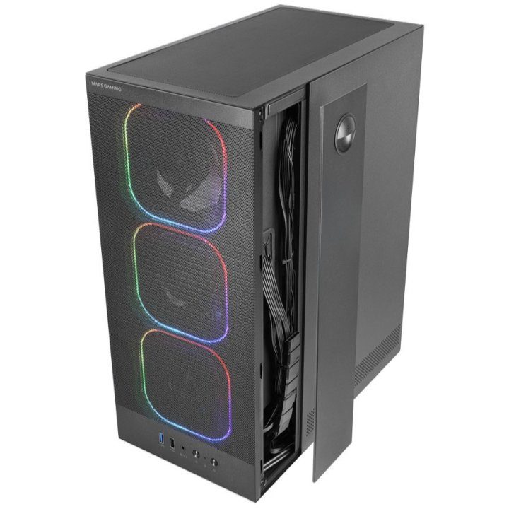 Caixa de PC Mars Gaming MCNEBULA ATX ARGB vidro temperado preto