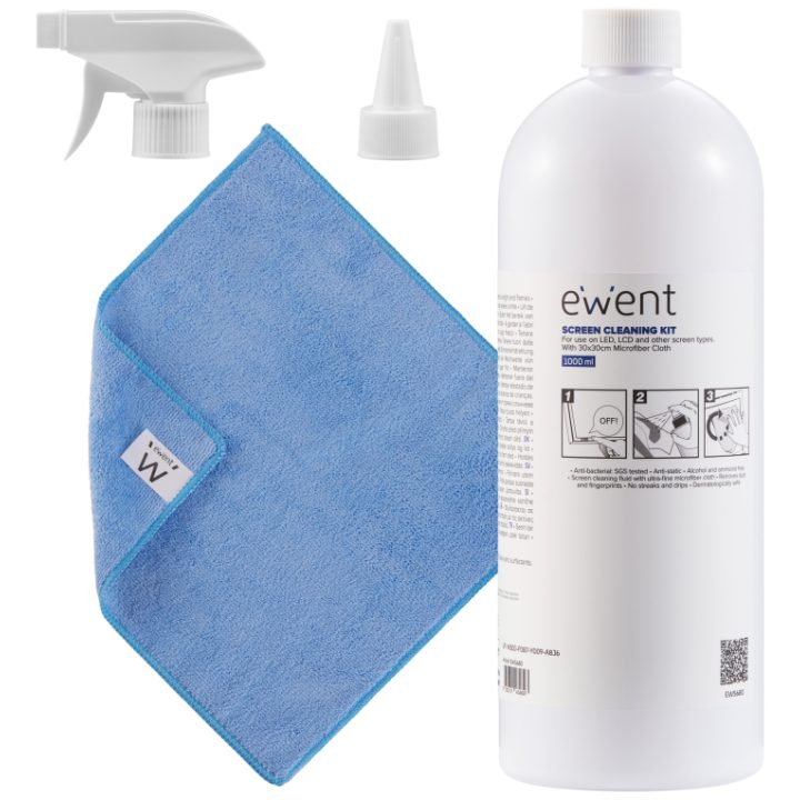 Ewent EW5680 kit de limpeza para computador Ecrãs / Plásticos, Kit de…