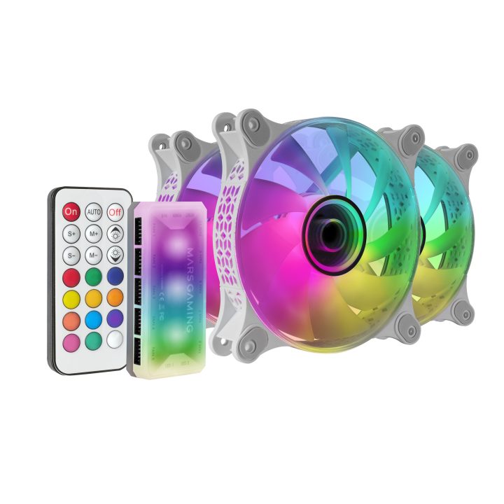 Mars Gaming MF-3DKIT White, 3-Fan ARGB Kit 360° 12cm, 3D Infinite…