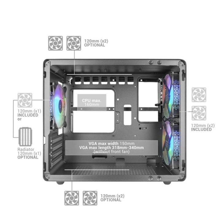 Mars Gaming MC-400 Preto, Caixa Gaming Compacta Micro-ATX, Janela…
