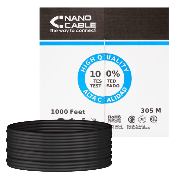 Nanocable 10.20.0504-EXT-BK Network Cable Black 305 m Cat6 U/UTP (UTP)