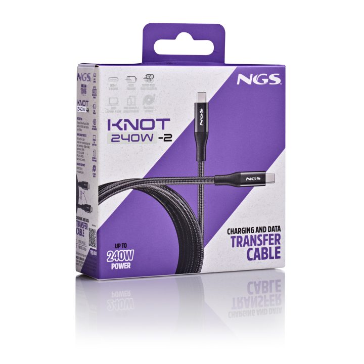 NGS KNOT 240W-2 USB 2 m USB C 40 Gbit/s Black Cable