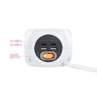 Nanocable 3-Outlet Power Strip with 4 USB Ports (2 USB-A + 2 USB-C)…