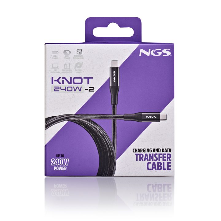 NGS KNOT 240W-2 USB 2 m USB C 40 Gbit/s Black Cable