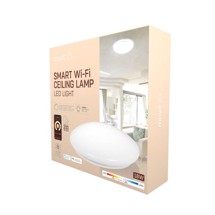 Lampara techo Muvit io Wi-Fi 18W blanco + cct (IO-WIFICLDW)