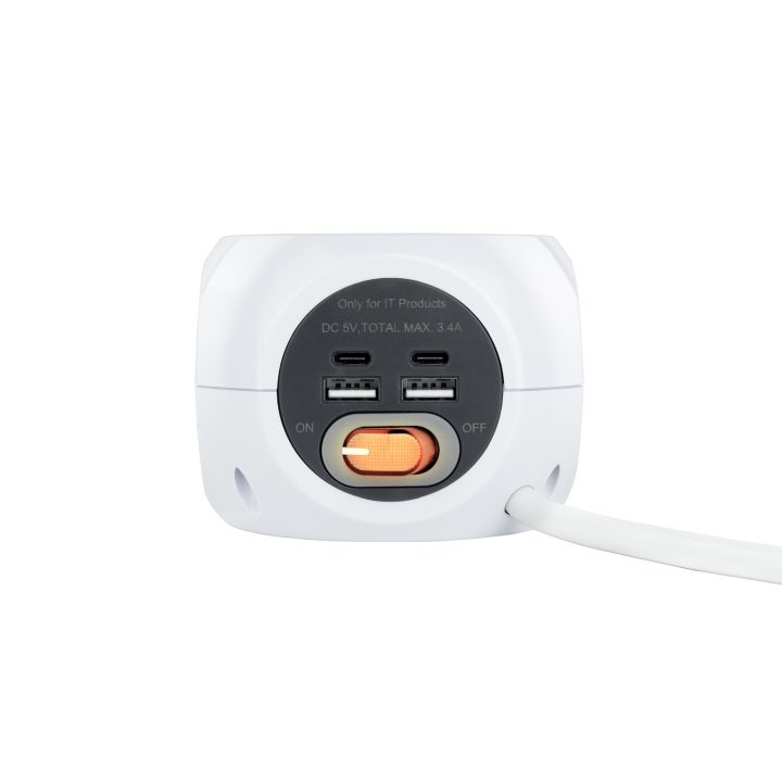 Nanocable Base de 3 enchufes con 4 USB's (2 USB A + 2 USB-C), con…