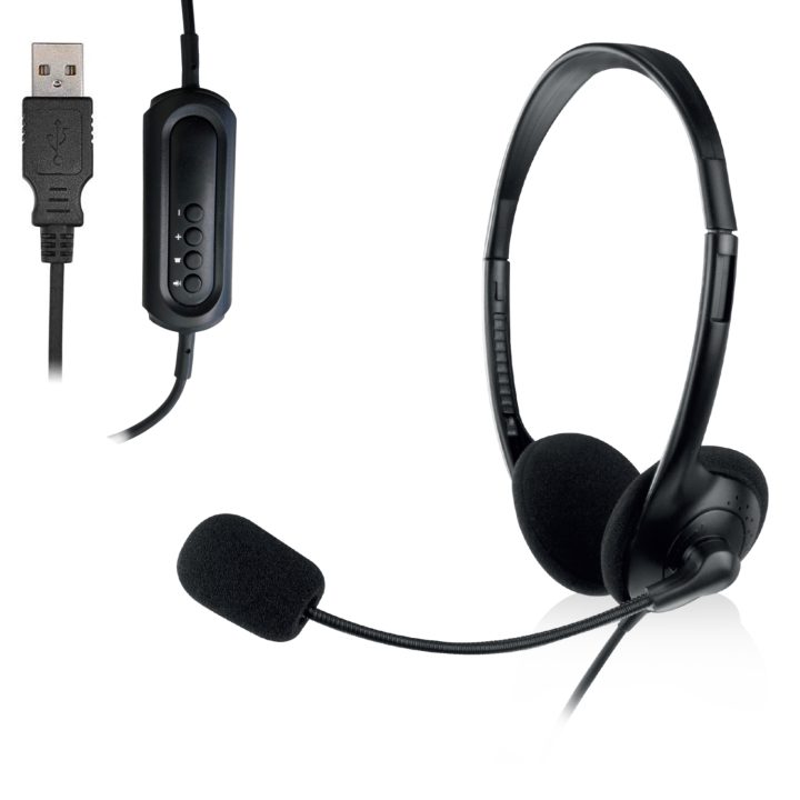 Ewent EW3568 Headset Wired Over-Ear Headphones Calls/Music USB Type-A…