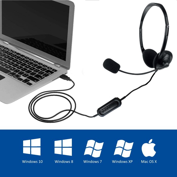 Ewent EW3568 Headset Wired Over-Ear Headphones Calls/Music USB Type-A…