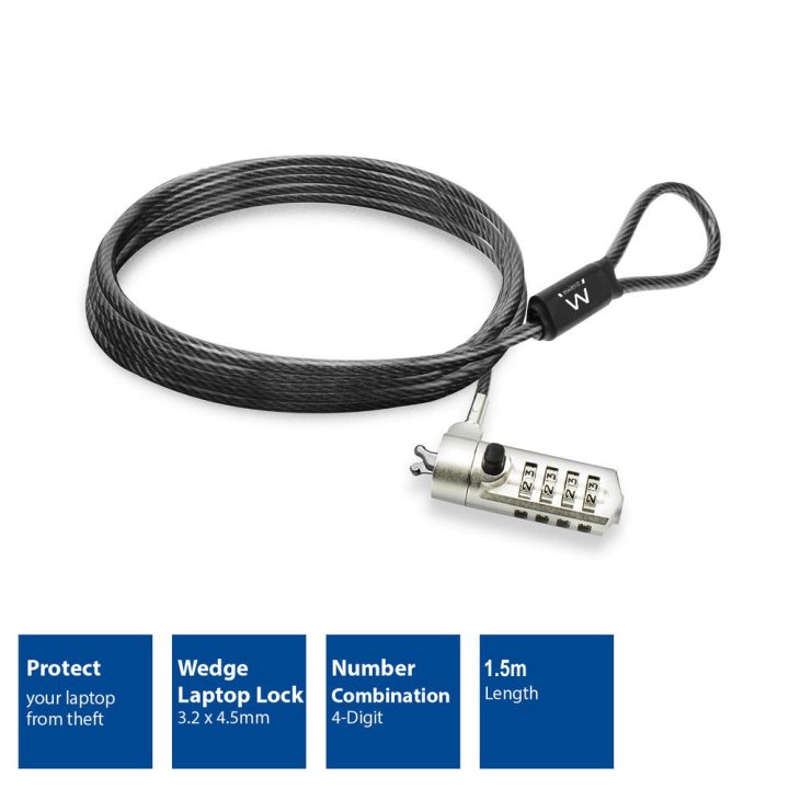 Ewent EW1243 cable antirrobo Negro, Zinc 1,5 m