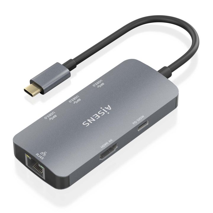 AISENS USB-C Dock 6 em 1, USB-C a 1xHDMI, 1xRJ45, 3xUSB-A, 1xUSB-C…