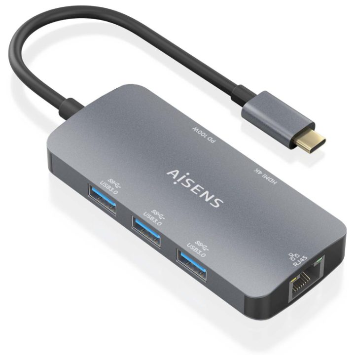 AISENS USB-C Dock 6 En 1, USB-C a 1xHDMI, 1xRJ45, 3xUSB-A, 1xUSB-C…