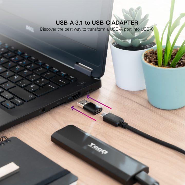 Nanocable Adaptador USB-A 3.1 para USB-C, USB-A/M-USB-C/H, Preto