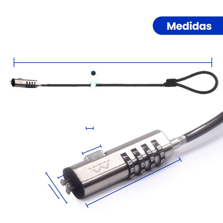 Ewent EW1238 cabo antirroubo Preto 1,8 m