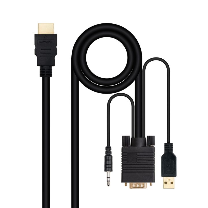 Nanocable HDMI to VGA+Audio+USB Converter Cable, 1.8 m, Black