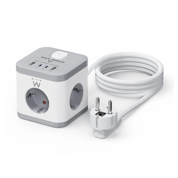 Ewent EW3863 base múltipla 1,5 m 3 saídas AC Interior Cinzento, Branco