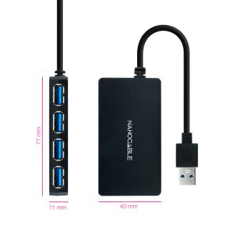 Nanocable Hub USB 3.0 com 4 Portas USB 3.0, USB-A/M-USB 3.0/H, Preto…