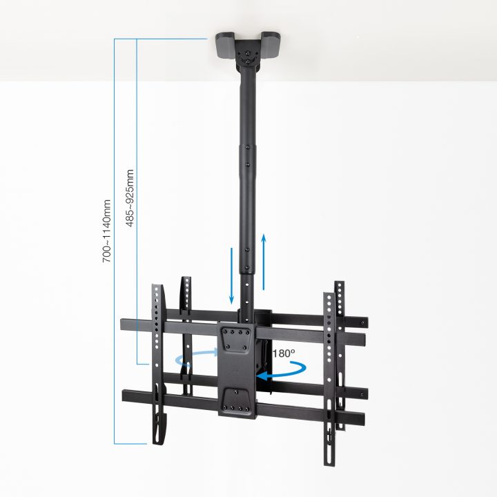 TooQ Suporte de Teto para 2 Ecrãs 43"-86", Preto