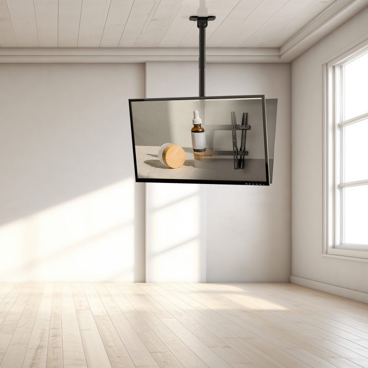 TooQ Suporte de Teto para 2 Ecrãs 43"-86", Preto