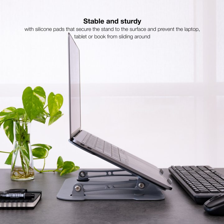 TooQ Adjustable Ergonomic Aluminum Laptop Stand, Gray
