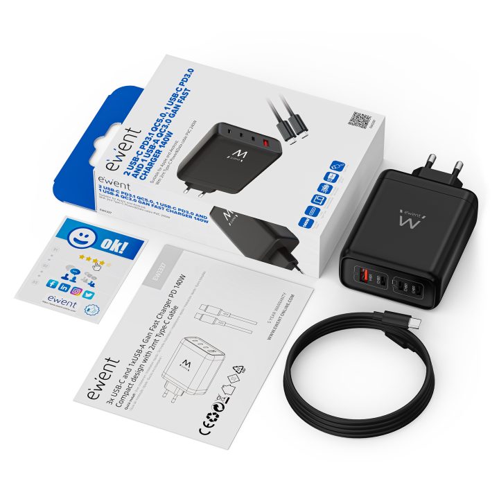 Ewent EW1337 carregador de dispositivos móveis Universal Preto…
