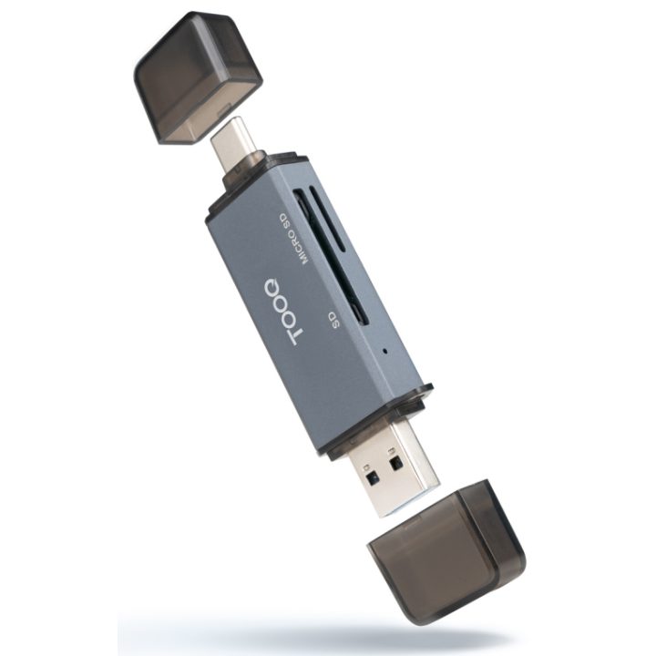 TooQ Leitor de Cartões SD + TF, com entradas USB-C 3.0 + USB A, Cor…