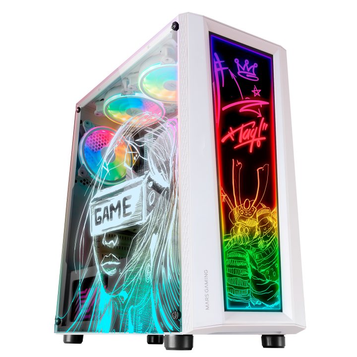 Mars Gaming MC-ART White, ATX Gaming PC Case, Double Drawn Tempered…