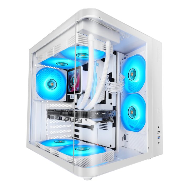 Mars Gaming MC-CURVW Midi Tower Preto, Branco