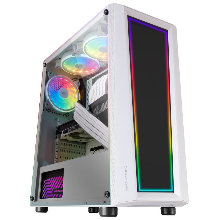 Mars Gaming MC-ART White, ATX Gaming PC Case, Double Drawn Tempered…