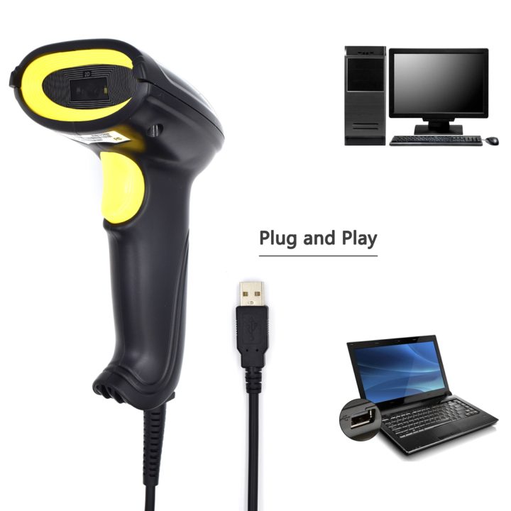 Ewent EW3410 Barcode Scanner Wired Handheld 1D/2D Barcode Reader LED…