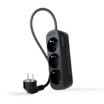 Nanocable Regleta de Enchufes con 3 Tomas, 1.4 m, Negro