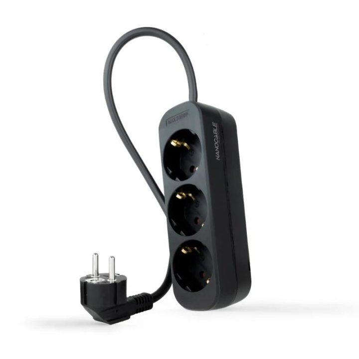 Nanocable Régua de Tomadas com 3 Tomadas, 1,4 m, Preto