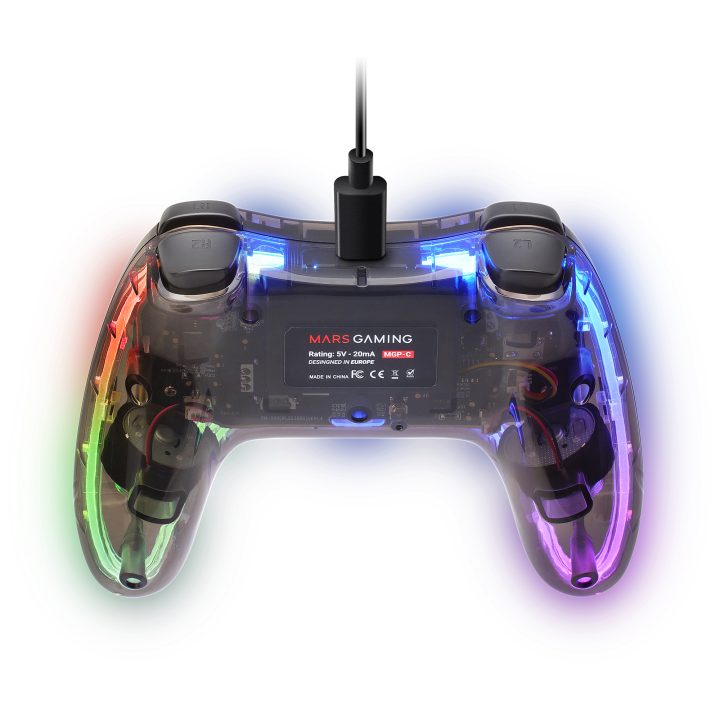 Mars Gaming MGP-C, Gamepad Profesional Neón RGB, Vibración Háptica…