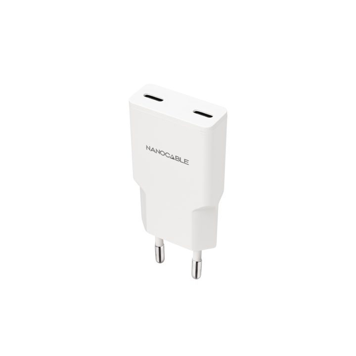 Nanocable Carregador 2xUSB-C/PD 20W, Branco