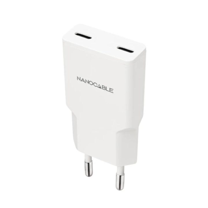 Nanocable Carregador 2xUSB-C/PD 20W, Branco