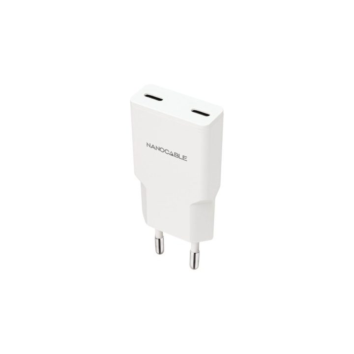 Nanocable 2xUSB-C/PD 20W Charger, White