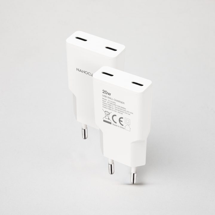 Nanocable 2xUSB-C/PD 20W Charger, White