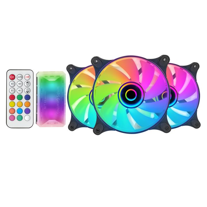 Mars Gaming MF-3DKIT Black, 3-Fan ARGB Kit 360° 12cm, 3D Infinity…