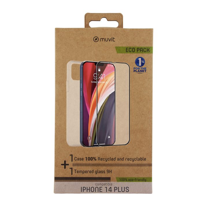 Muvit Case for iPhone 14 Plus + Flat Tempered Glass Screen Protector…