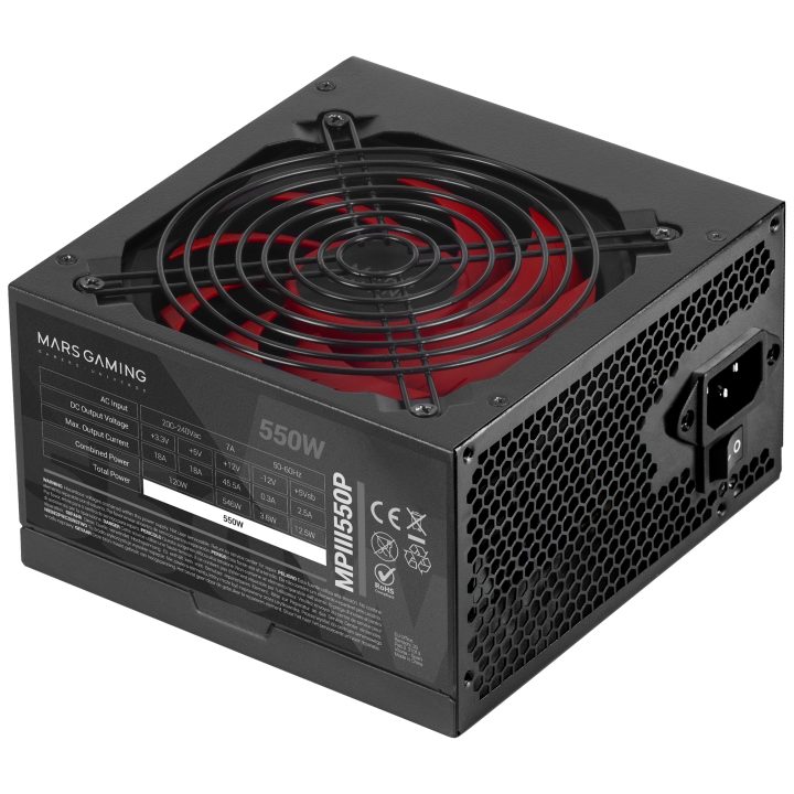 Mars Gaming MPIII550P, Fonte de Alimentação PC ATX 550W, 5 Anos de…