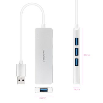 Nanocable Hub USB-A 3.0. a 4xUSB3.0, USB-A/M-USB 3.0/H, Aluminio…